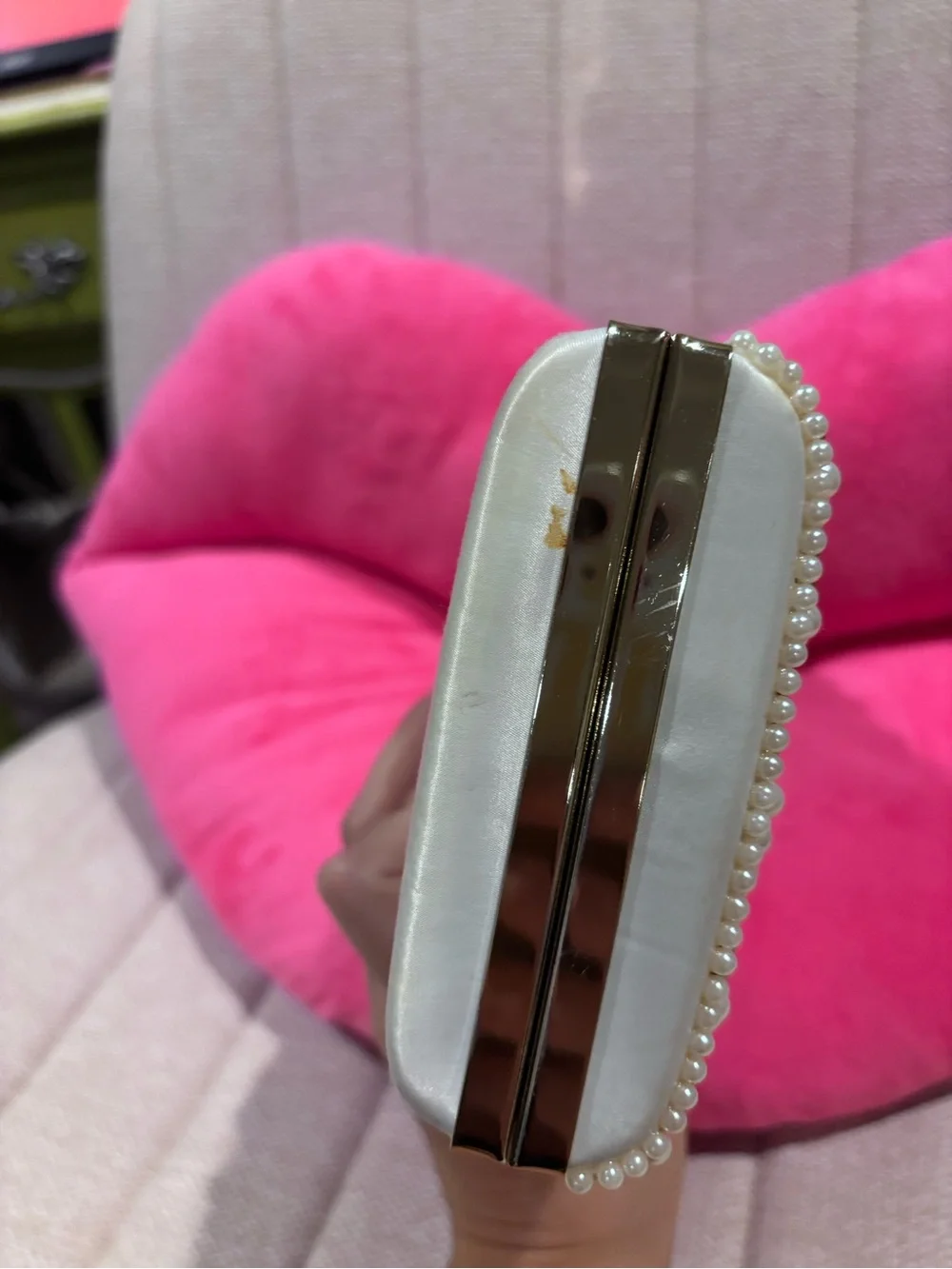 Kate Landry Beaded Pearl and Crystal Evening Clutch - Ivory